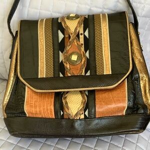 Multicolor Textured Leather Crossbody Handbag